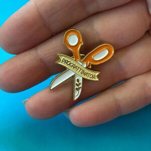 2/$12 Crafter Scissors  Procrastinator Enamel Pin